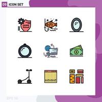 Modern Set of 9 Filledline Flat Colors Pictograph of control window leisure interior decor Editable Vector Design Elements