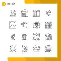 16 Icon Set Line Style Icon Pack Outline Symbols isolated on White Backgound for Responsive Website Designing vector