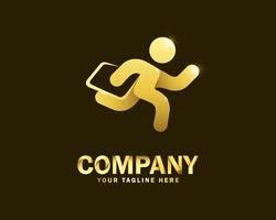 luxury gold run task people logo design template vector