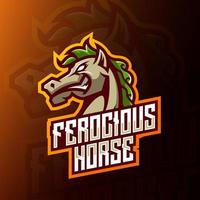 angry horse head mascot esport logo design. side view horse head logo design. vector