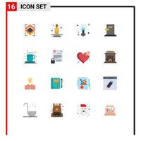 Modern Set of 16 Flat Colors and symbols such as exit evacuate bulb escape male Editable Pack of Creative Vector Design Elements