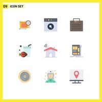 Modern Set of 9 Flat Colors Pictograph of house service business wifi holiday Editable Vector Design Elements