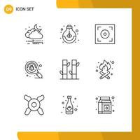 9 Outline concept for Websites Mobile and Apps bamboo search school find video Editable Vector Design Elements