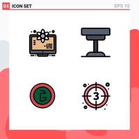 4 Creative Icons Modern Signs and Symbols of atom bangladesh space furniture currency Editable Vector Design Elements