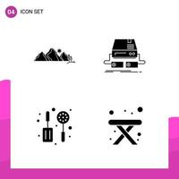 Glyph Icon set Pack of 4 Solid Icons isolated on White Background for responsive Website Design Print and Mobile Applications vector