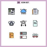 Set of 9 Modern UI Icons Symbols Signs for exercise telephone business call task Editable Vector Design Elements