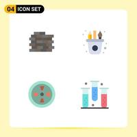Pictogram Set of 4 Simple Flat Icons of wall wind art craft disease Editable Vector Design Elements