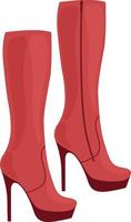 botas de tacón alto. elegantes botas rojas de tacón alto. zapatos de mujer de moda. ilustración vectorial aislada en un fondo blanco
