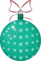 A ball with a Christmas tree toy. A toy for decorating a Christmas tree in the form of a green ball with stars. Christmas accessory, vector illustration isolated on white background