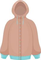 Stylish beige insulated jacket with a hood. Jacket for walking in winter and autumn weather. Youth sweatshirt. Vector illustration isolated on a white background