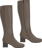 botas de mujer clásicas de moda. zapatos de mujer. botas altas de mujer de piel con tacon. ilustración vectorial aislada en un fondo blanco vector