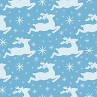 Seamless pattern featuring Christmas reindeer and snowflakes. New Year s pattern. Santa s reindeer for packing. Christmas winter pattern for printing. Vector illustration