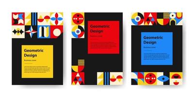 Geometric covers set. Neo geo, retro style. Modern abstract set of vector illustrations for advertising and bisiness flyers. Geometric template for brochures, flyers, covers, business, advertising.
