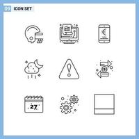 9 Creative Icons Modern Signs and Symbols of alert ui mobile storage shopping Editable Vector Design Elements