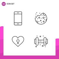 Outline Icon set Pack of 4 Line Icons isolated on White Background for responsive Website Design Print and Mobile Applications vector