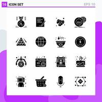 Set of 16 icons in solid style Creative Glyph Symbols for Website Design and Mobile Apps Simple Solid Icon Sign Isolated on White Background 16 Icons vector