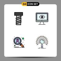 4 Creative Icons Modern Signs and Symbols of bolt infection online video virus Editable Vector Design Elements