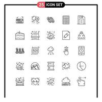 Universal Icon Symbols Group of 25 Modern Lines of retro floppy disk connections education calculator Editable Vector Design Elements