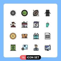 Universal Icon Symbols Group of 16 Modern Flat Color Filled Lines of coordinator grid ball creative bridge Editable Creative Vector Design Elements