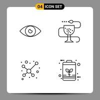 4 Black Icon Pack Outline Symbols Signs for Responsive designs on white background 4 Icons Set vector