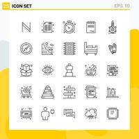 Collection of 25 Universal Line Icons Icon Set for Web and Mobile vector