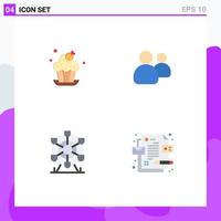 Set of 4 Vector Flat Icons on Grid for bakery park dessert users canada Editable Vector Design Elements