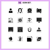 Set of 16 Modern UI Icons Symbols Signs for city photo backboard image distribution Editable Vector Design Elements