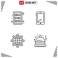 4 Icons Line Style Grid Based Creative Outline Symbols for Website Design Simple Line Icon Signs Isolated on White Background 4 Icon Set vector