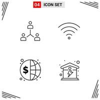 4 Icons Line Style Grid Based Creative Outline Symbols for Website Design Simple Line Icon Signs Isolated on White Background 4 Icon Set vector