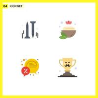 Modern Set of 4 Flat Icons and symbols such as nail discount salt green sale Editable Vector Design Elements