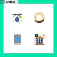 4 Universal Flat Icons Set for Web and Mobile Applications fig mobile application healthy food sent Editable Vector Design Elements