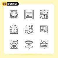 9 Creative Icons for Modern website design and responsive mobile apps 9 Outline Symbols Signs on White Background 9 Icon Pack vector