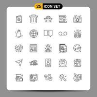 Universal Icon Symbols Group of 25 Modern Lines of christmas calendar park maker coffee Editable Vector Design Elements