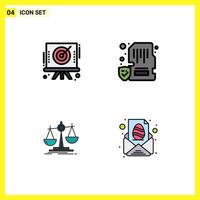 4 Creative Icons Modern Signs and Symbols of arrow balance target lock loss Editable Vector Design Elements