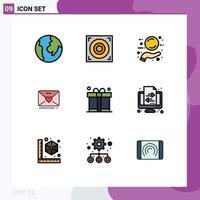 9 Universal Filledline Flat Colors Set for Web and Mobile Applications banking father tag dad heart Editable Vector Design Elements