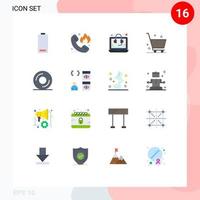 Group of 16 Modern Flat Colors Set for shopping delete firefighter cart seo Editable Pack of Creative Vector Design Elements