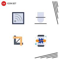 4 Thematic Vector Flat Icons and Editable Symbols of connection designing tool gentleman user hash tag Editable Vector Design Elements