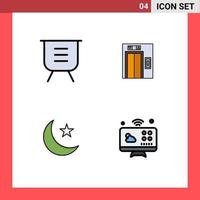 4 Filledline Flat Color concept for Websites Mobile and Apps board night performance building night Editable Vector Design Elements