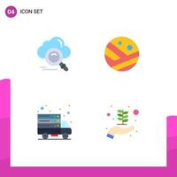 4 Universal Flat Icons Set for Web and Mobile Applications cloud internet online proceed transfer Editable Vector Design Elements