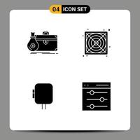 Pictogram Set of 4 Simple Solid Glyphs of briefcase energy open power transformer Editable Vector Design Elements