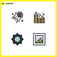 Set of 4 Vector Filledline Flat Colors on Grid for chart tether space loss layout Editable Vector Design Elements