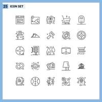 Set of 25 Modern UI Icons Symbols Signs for meter from bulb e cart Editable Vector Design Elements