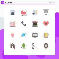 Pictogram Set of 16 Simple Flat Colors of analysis credit card fitness atm graduation Editable Pack of Creative Vector Design Elements