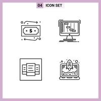 User Interface Pack of 4 Basic Filledline Flat Colors of money price ableton digital laptop Editable Vector Design Elements