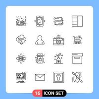 Set of 16 Modern UI Icons Symbols Signs for computing down address arrow layout Editable Vector Design Elements