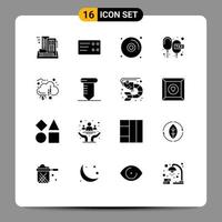 Mobile Interface Solid Glyph Set of 16 Pictograms of donation crowd funding disk rate floating Editable Vector Design Elements