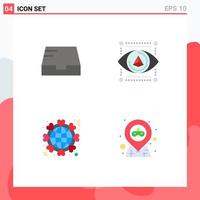 Set of 4 Commercial Flat Icons pack for inbox like eye printer world Editable Vector Design Elements
