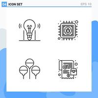 Modern 4 Line style icons Outline Symbols for general use Creative Line Icon Sign Isolated on White Background 4 Icons Pack vector