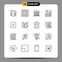16 Universal Outlines Set for Web and Mobile Applications sets instagram commercial tree bench Editable Vector Design Elements