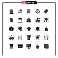 Set of 25 Vector Solid Glyphs on Grid for fingerprint sale calculate market target Editable Vector Design Elements